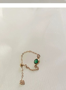 美国进口14k包金设计感可调节锆石软链复古女士戒指指环尾戒复古