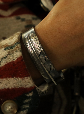 日潮复古男女通用925纯银手镯