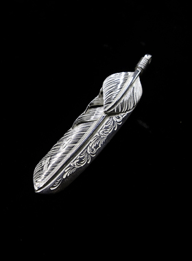 925纯银羽毛吊坠复古项坠