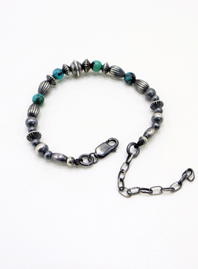 原创设计925纯银珠原矿松石手链