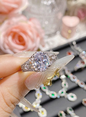 中世纪复古璀璨精致彩宝戒指女