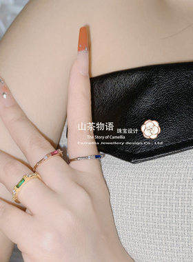 设计师镀金镶蓝刚玉精致小巧尾戒