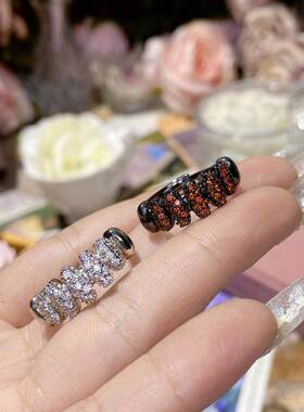 潮流镀黑金褶皱暗黑个性开口戒指