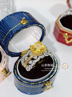 金贵夫人浓彩蛋黄锆石小众食指戒