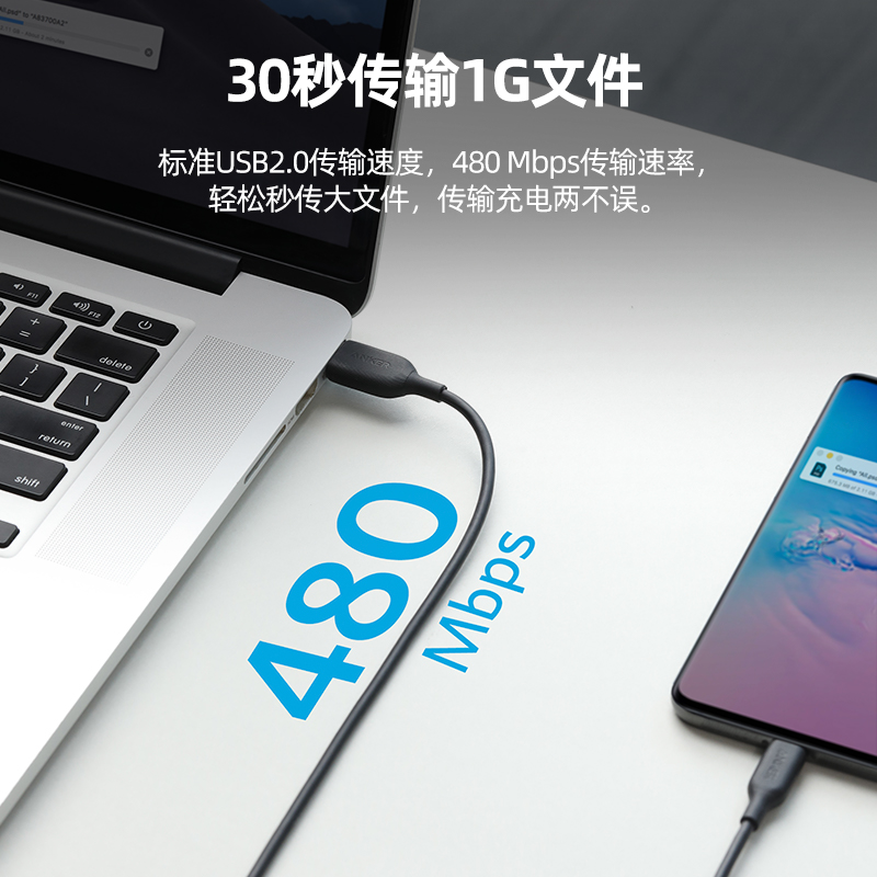 Anker安克芳纶纤维双type-c数据线适用于MacBook适配华为小米手机双头PD快充usb-c充电线-图3