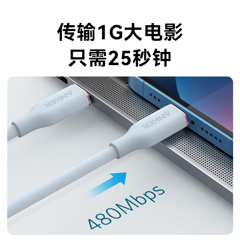 Anker安克适配iPhone15promax充电线苹果15数据线双typeC笔记本iPad亲肤ctoc快充线华为手机双USBC充电器线-图3