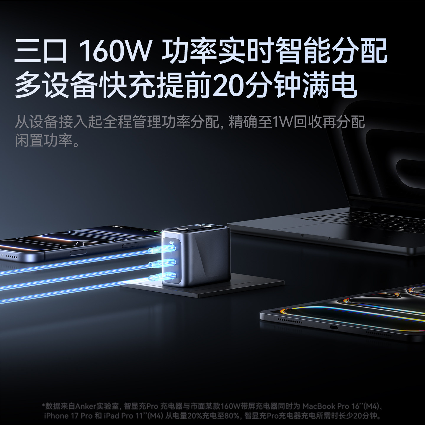 【旗舰新品】Anker Prime安克160W智显充Pro氮化镓充电器多口快充适用苹果17华为小米手机macbook笔记本电脑,淘宝优惠券,粉丝福利购,淘宝优惠卷