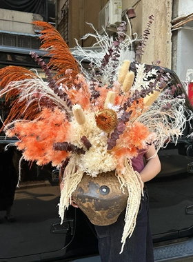 自然干花花束仿真花插花软装民宿酒店家居配饰侘寂风桌面摆件