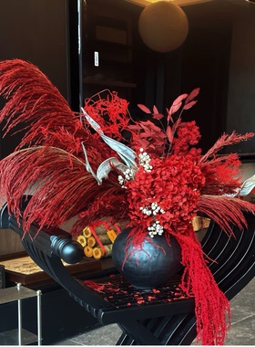 红色干花花束永生花插花摆设婚庆结婚花材真花永生花桌面装饰摆件
