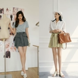 Meiyang Meiyang [Clearance Special Sales Poscup] Bandling Короткая юбка полосатая ремешок с плотной высокой талией -линейная юбка