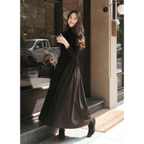 Meiyang MEIYANG Alice in dress Black tech ultrafine heating fiber) Semi-high collar Body Knitted Dress