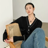 Meiyang Meiyang [Spot] Torter String String Cardigan Шерсть смешанный цвет арочный арочный игла