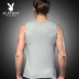 Playboy cotton V-cổ hè thanh niên nam sinh viên trung niên tự tu luyện áo trắng băng rộng vest - Áo vest cotton