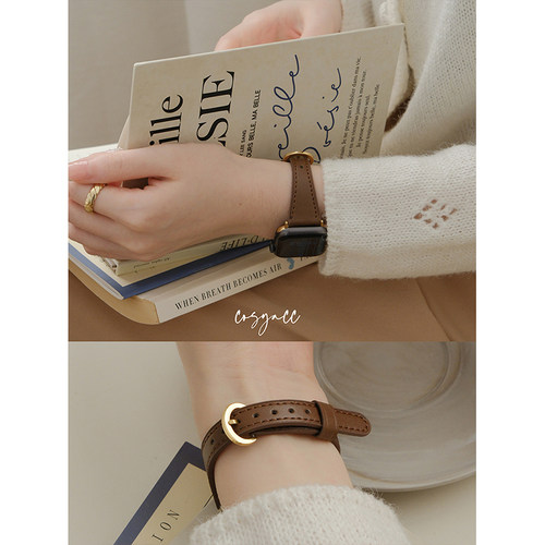 COSYACC 适用applewatch910代se真皮马蹄扣气质苹果s11手表带 - 图2