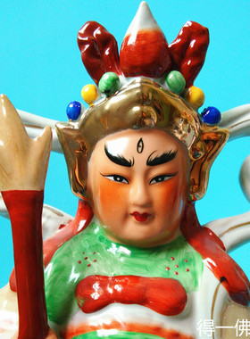 陶瓷杨戬二郎神哮天犬镇宅佛像
