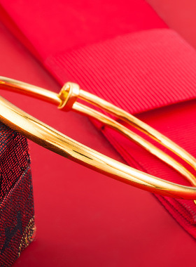 越南沙金手镯女士久不掉色满天星推拉仿黄金镯子首饰品