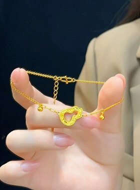 金店同款古法沙金爆闪镂空龙鳞葫芦福禄手链手饰精致气质女送礼物