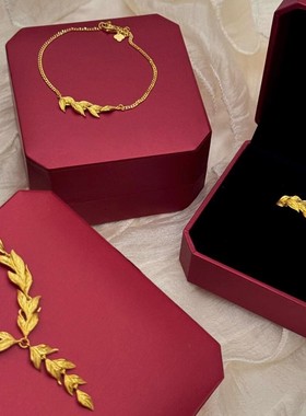 金店同款金枝玉叶婚庆仿真三金套链小众轻奢高级感新娘订婚项链女