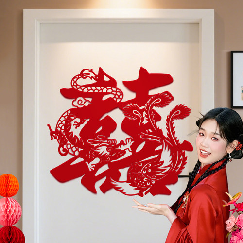 喜字贴结婚专用婚房布置装饰婚礼大门口入户门房门卧室门贴纸套装 - 图1