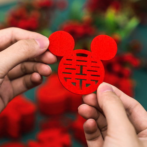 小喜字结婚专用婚礼婚房布置手抛喜字装饰婚庆囍字用品楼梯喜字贴 - 图1