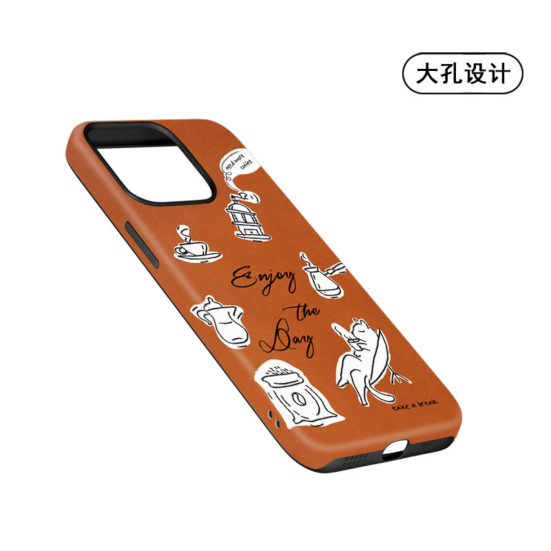 休闲时间咖啡元素iphone15手机壳适用苹果14小米13华为P70二合一mate60荣耀100菲林oppo防摔vivox90复古磨砂