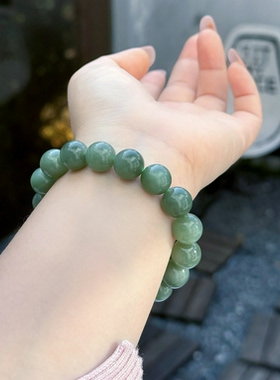 天然和田玉手链青玉带小猫眼手链