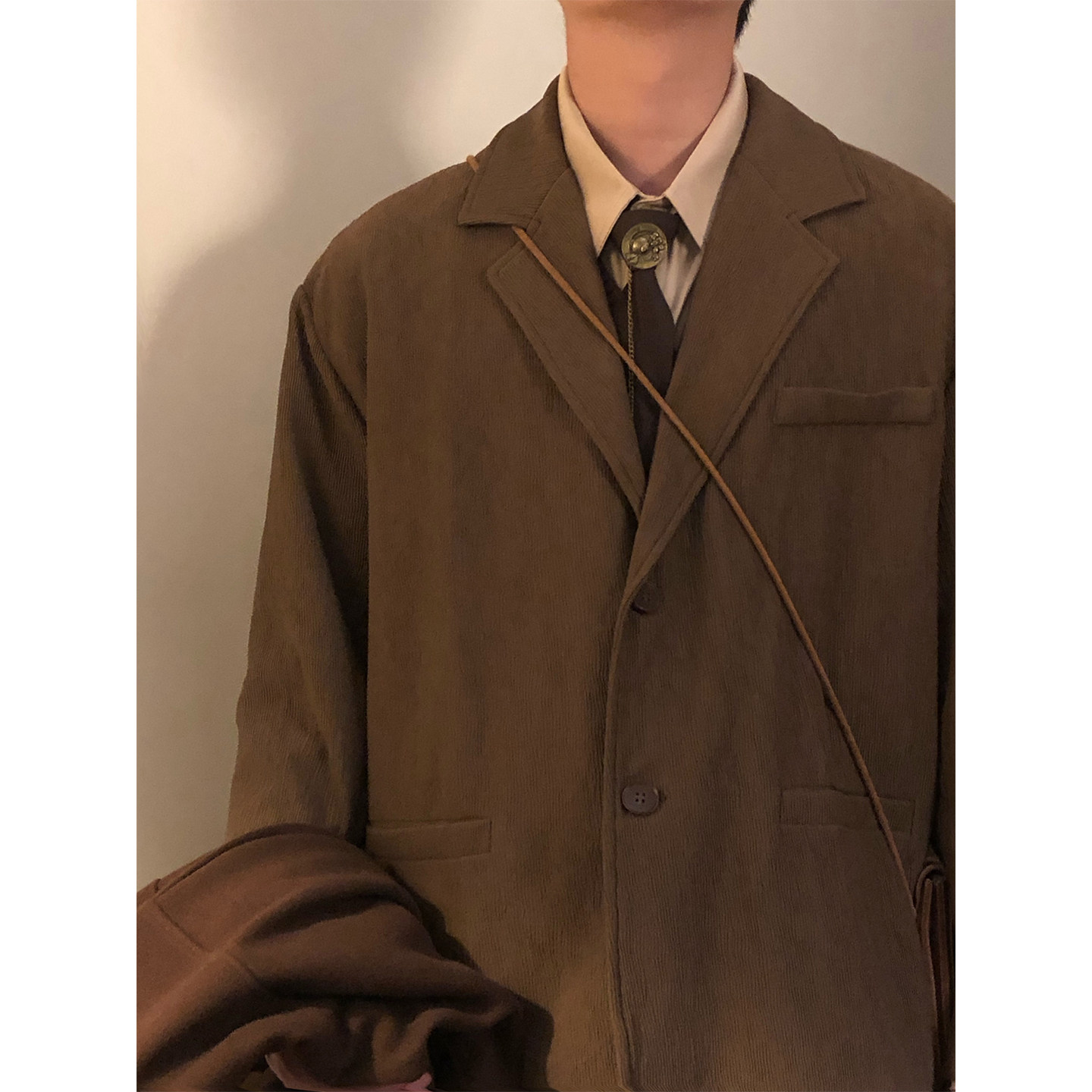 NAGAWL秋季美式复古潮牌高街痞帅宽松休闲百搭西装开衫西服外套男,淘宝优惠券,粉丝福利购,淘宝优惠卷