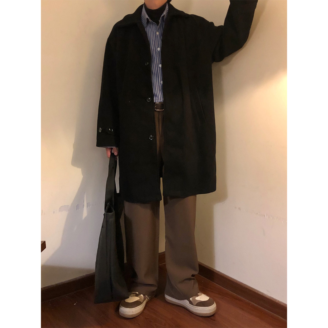 NAGAWL冬季美式复古高级感简约纯色中长款毛呢大衣风衣外套男女潮,淘宝优惠券,粉丝福利购,淘宝优惠卷