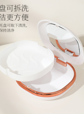 粉扑收纳盒带镜子便携高级装粉扑