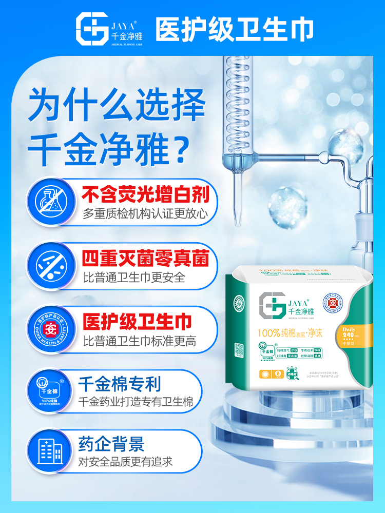 千金净雅卫生巾8包组合纯棉日用透气经期裤裤型卫生巾官方旗舰店-图1