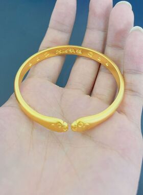 沙金饰品精品珍珠镍猫爪手镯女士不掉色仿金镯子古法开口手环首饰