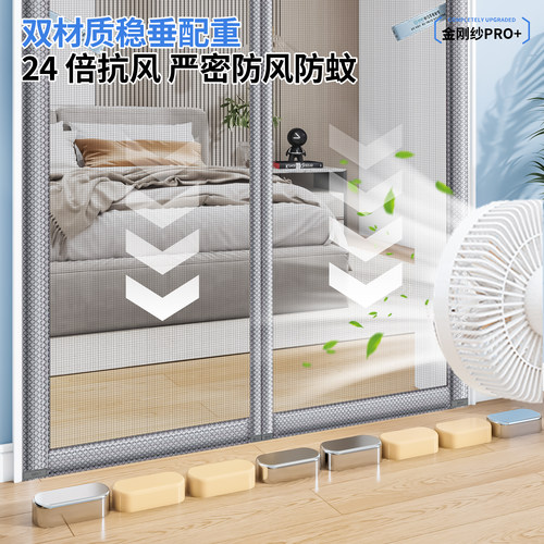 侧开防蚊入户门2026新款夏季防蚊门帘纱窗门全磁条磁吸家用纱门帘 - 图2