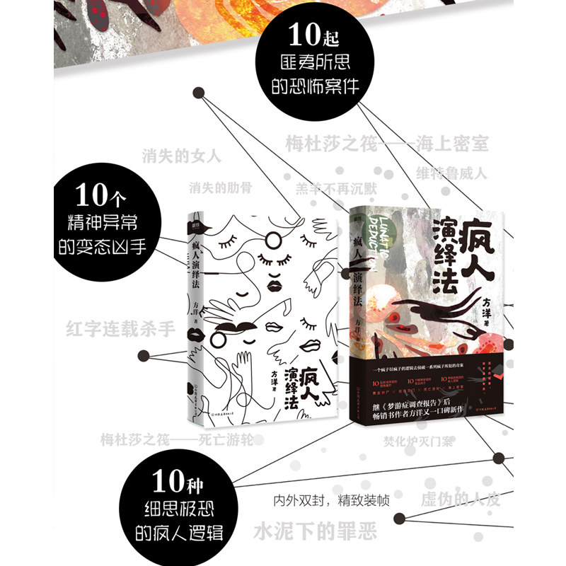 随书赠海报 明信片 疯人演绎法方洋著继梦游症调查报告后新作以疯子的逻辑去侦破一系列疯子所犯的奇案推理小说悬疑侦探小说 中昊图书专营店