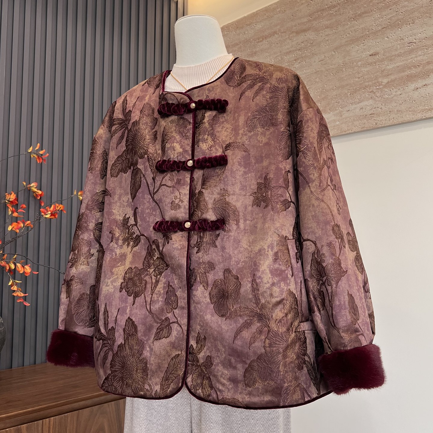 时尚新款妈妈装冬季棉服开衫新中式大气中老年女国风保暖圆领外套,淘宝优惠券,粉丝福利购,淘宝优惠卷