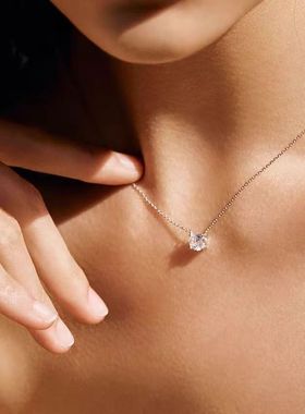 韩国小众 赵露思同款 简约单钻锁骨项链时尚百搭项链
