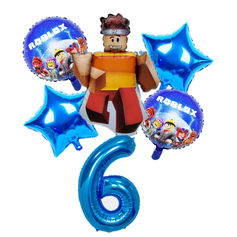 Roblox罗布乐思主题卡通铝膜气球男孩10周岁生日布置蓝色数字汽球 - 图1