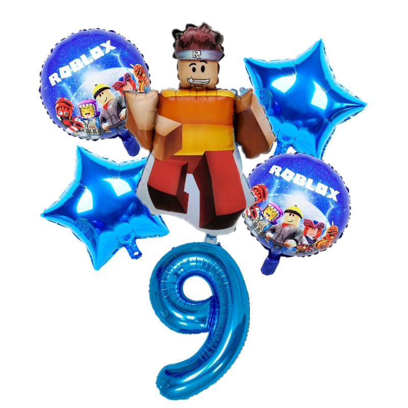 Roblox罗布乐思主题卡通铝膜气球男孩10周岁生日布置蓝色数字汽球 - 图2