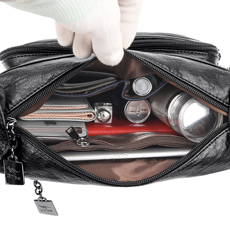 袋鼠真皮女士包包2025新款妈妈包中年大容量单肩斜挎包时尚软皮包,淘宝优惠券,粉丝福利购,淘宝优惠卷