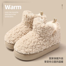 Outside Wearing Cotton Slippers Lady Winter New Interior Home Plus Suede Warm Non-slip Thick Bottom High Helps Cotton Shoes 2519