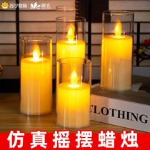 Teng Xuan led electronic candle lamp simulation candle fire seedling rocking red candle romantic table white electronic lamp 1563