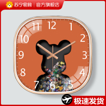 Suning easy to buy violent bear quartz clock home living room clock minimalist about modern bedroom clock Nordic hanging table 2129