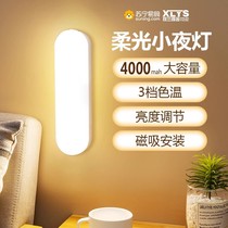 Led small night light bedroom soft light sleep baby feeding the eye bed headboard up night charging body induction lamp 1214