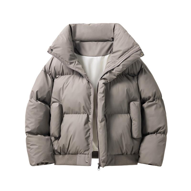 美式pu皮短款羽绒棉服男冬季潮牌cleanfit立领面包服保暖棉衣外套 - 图3