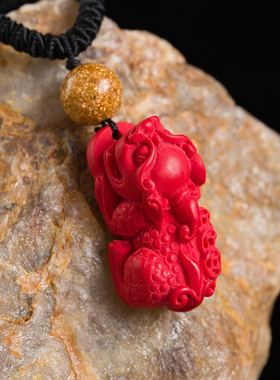 本命年朱砂貔貅情侣毛衣链吊坠