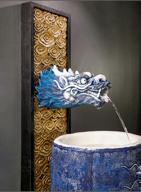 新中式客厅落地喷泉循环流水摆件