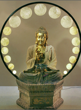 中式风仿古落地喷泉造景养鱼池