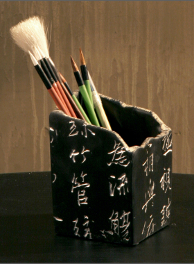 新中式树脂材质书房用品创意笔筒