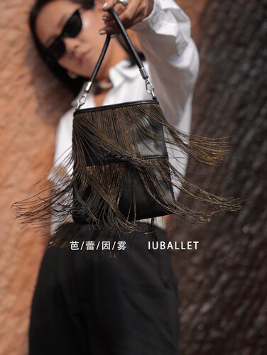 IUBALLET新品【银瀑02】流苏手机包迷你托特包斜挎牛皮链条包女包 - 图0