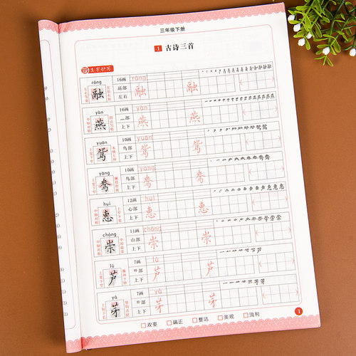 三年级字帖练字下册人教版语文教材同步练字帖每日一练小学上册生字练习天天练小学生汉字描红写字课课练笔画笔顺训练练习册抄写本 - 图2