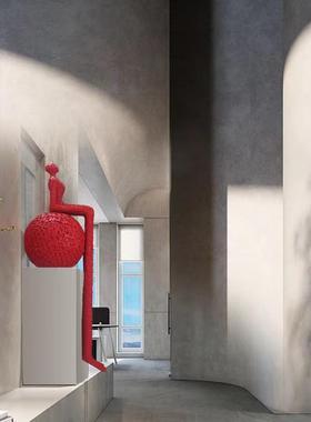 迎宾抽象条纹积木长腿美女落地装饰摆件酒店大堂艺术馆玻璃钢树脂